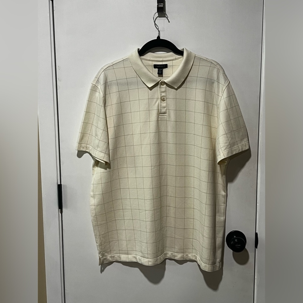 Van Heusen Men’s Cream Windowpane Polo